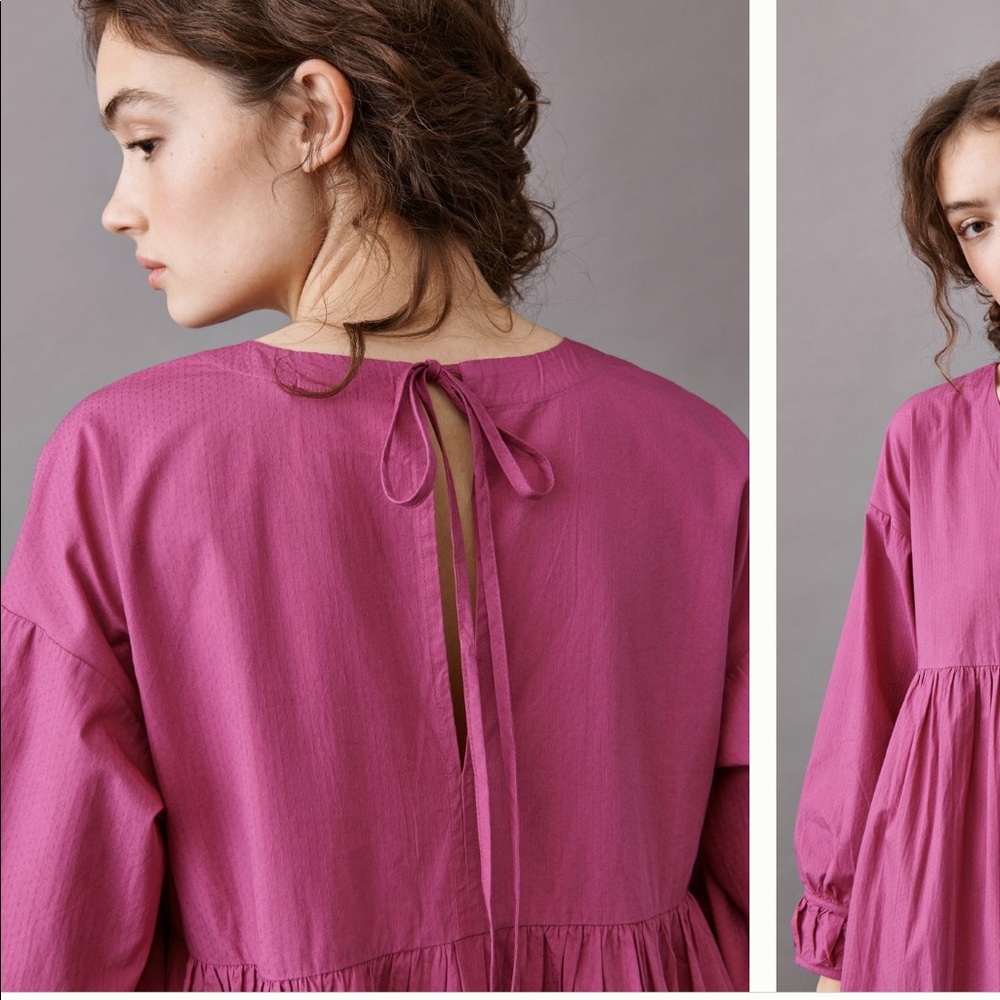 Anthropologie Magenta Tiered Midi Dress - Picture 3 of 7